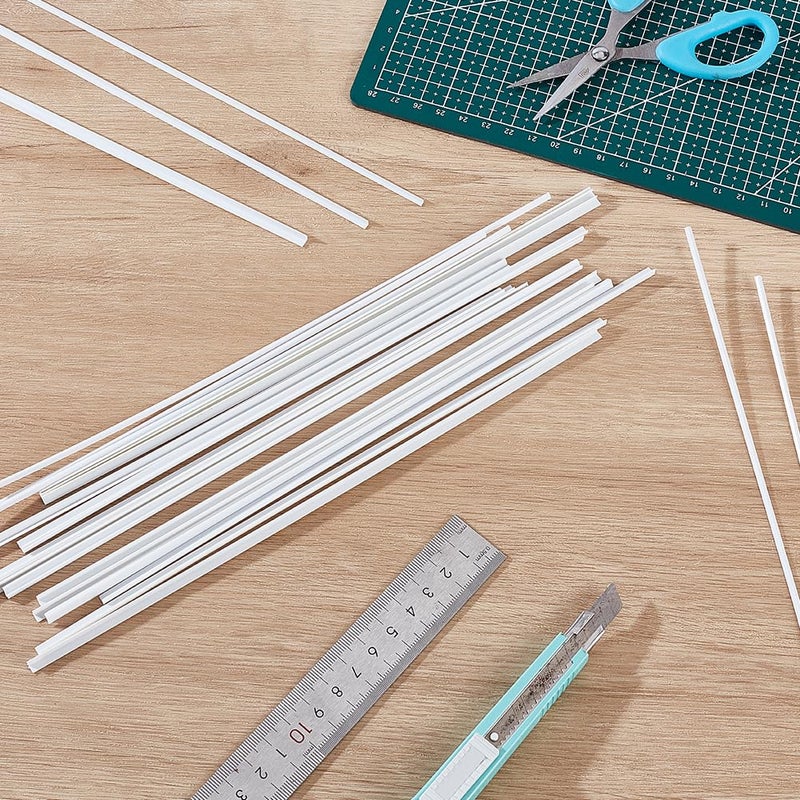 AHANDMAKER 30Pcs 3 Sizes ABS Plastic L Shape Bars Right Angle Bars, 250mm Long 2.5mm 4.5mm 5.5mm Wide Styrene White Rods for DIY Building Architectural Model Making - Image 4